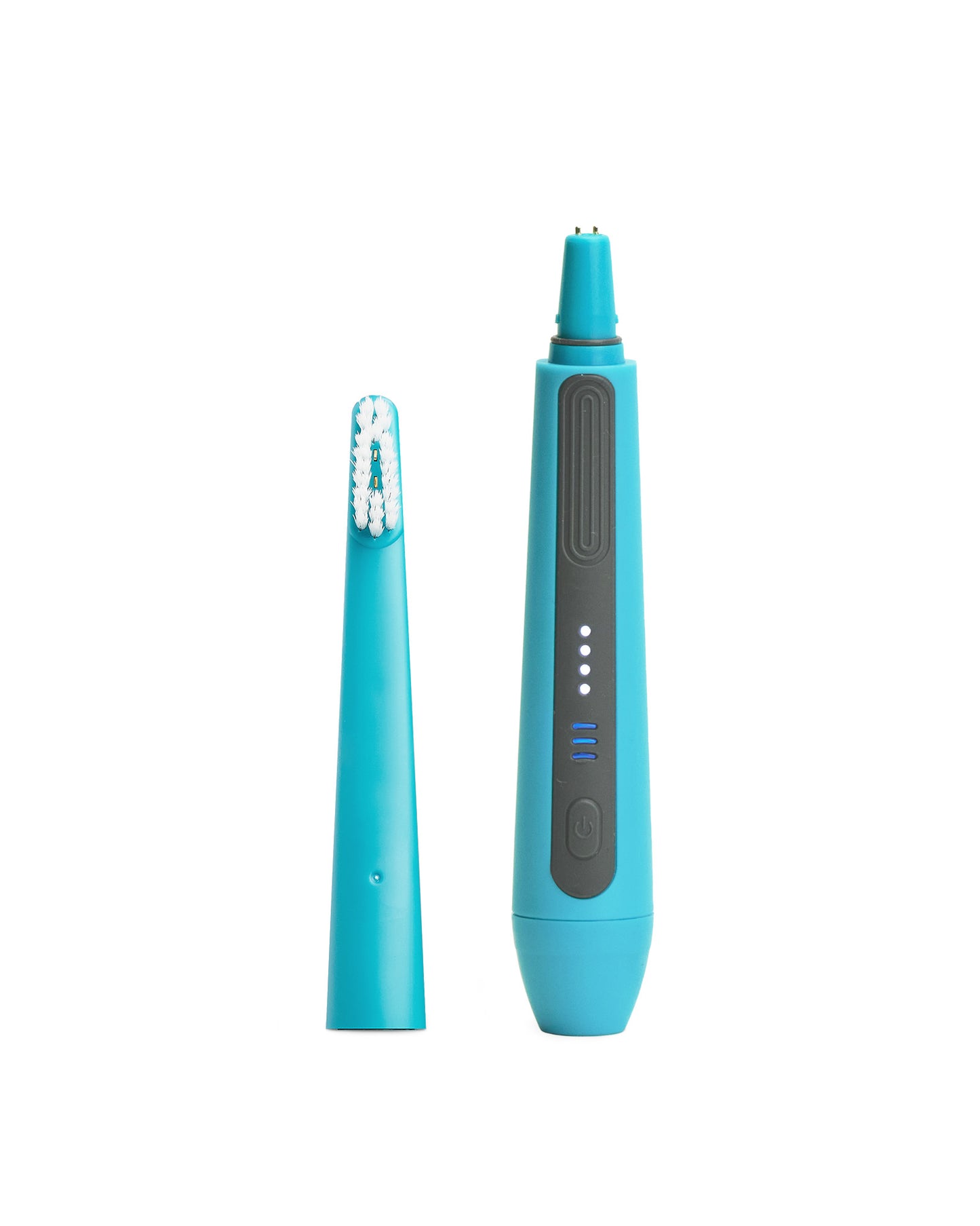 A replacement brush head for the Oreze toothbrush in marine blue
