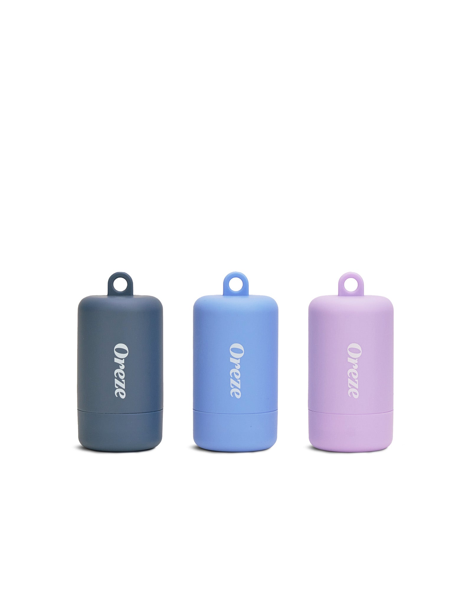 All three colors of Oreze poop bag carriers